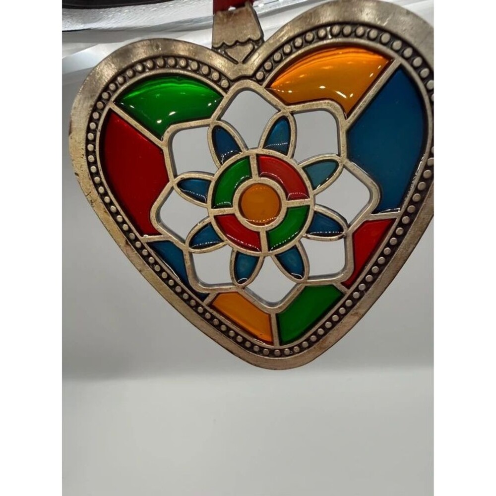 Vintage 1997 Home For the Holidays Stained Glass Ornaments - Boxed Set of 3